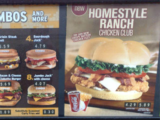 Jack in the Box - menu